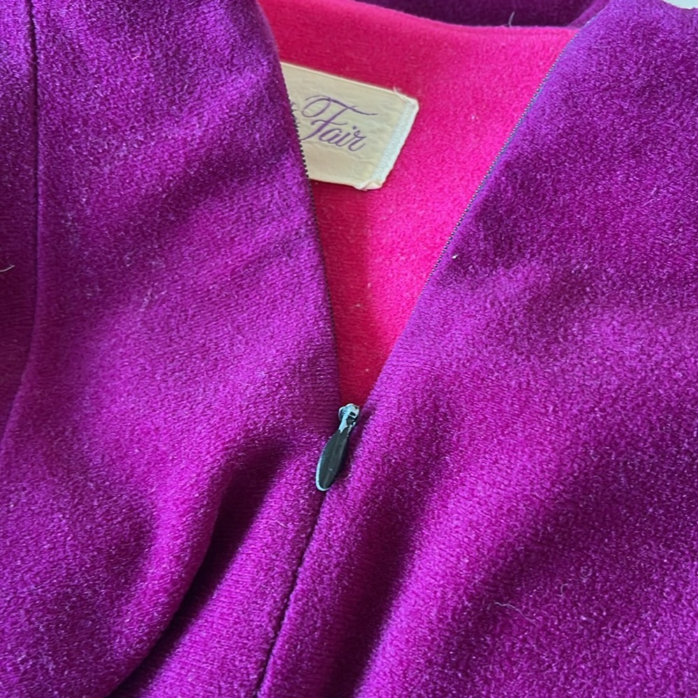 Vtg 70s Berry and Pink Zip-up Velour Robe House Dress - Picture 4 of 8